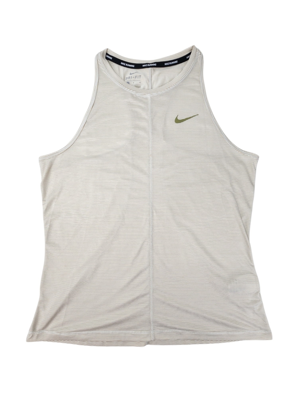 Nike Running Dri-FIT Tank Top Women's Large Cream Tan Stripe Racerback Athletic - Picture 6 of 15
